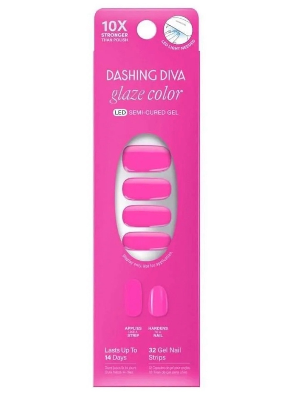 DASHING DIVA Glaze Color Gel Nail Strips - Bright Hot Pink